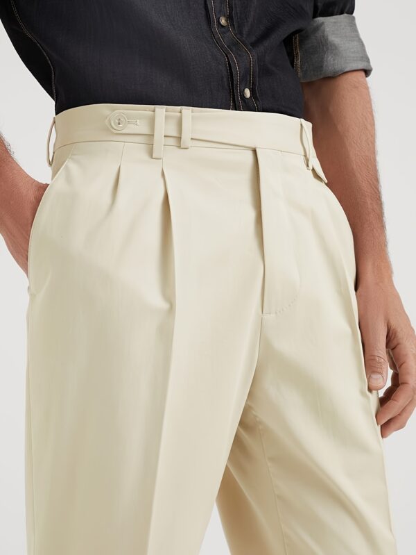 Men's Light Business Formal Pants - High-Waisted Straight-Leg Office Trousers with Button Closure, Wrinkle-Resistant Machine-Washable Fabric, Solid Color for Spring/Autumn Seasons, High Waisted Pants, Professional Attire, Crease Resistant Fabric