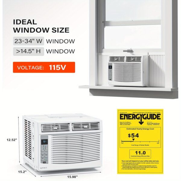 Matladin 6000/ 8000/ 10000 BTU Window Air Conditioner with WiFi, Remote & App Control, Timer Function & Easy Install Kit, 115V/ 60Hz, Ideal for homes, offices, or apartments, White