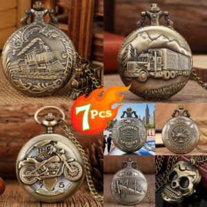7pcs Vintage Pocket Watches, to Remember The Old Times, Classical Elegant Design, Best Halloween Christmas New Year Birthday Father'S Day Presents, Vintage Timepiece, Holiday Gifts, Nostalgic Decor, Timeless Style, Quartz Movement, Durable Construction, Wristwatch Alternative, Analog Watch, Gift for Men, Sentimental Present, Pocket Watch Vintage, Vintage Pocket Watch For Men Bulk, Pocket Watch Gift, Vintage Watch Men, Best Man Pocket Watch, Pocket Watch On Chain, Pocket Watch For Men