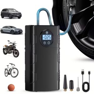 Wireless 120PSl Portable Air Pump 2X Faster Inflation Tire Inflator Portable Air Compressor Cordless Tire Pump with Digital Pressure for Car, SUV, Bike, Motorcycle, Ball, Car Air Pump for Tires, Car Tire Air Pump, Air Pump for Car Tires