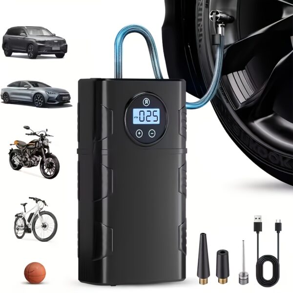 Wireless 120PSl Portable Air Pump 2X Faster Inflation Tire Inflator Portable Air Compressor Cordless Tire Pump with Digital Pressure for Car, SUV, Bike, Motorcycle, Ball, Car Air Pump for Tires, Car Tire Air Pump, Air Pump for Car Tires