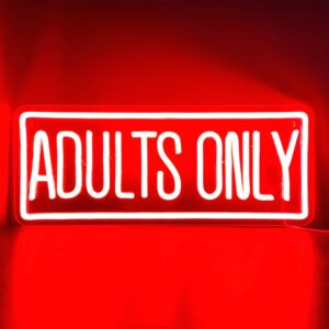 ASSHNMOR Red "Adults Only" LED Neon Sign Light - USB Powered, Non-Dimmable One Color Plastic Wall Hanging Neon Light with Push Button Control for Bedroom, Man Cave, Hotel, Party Decor - No Battery Required