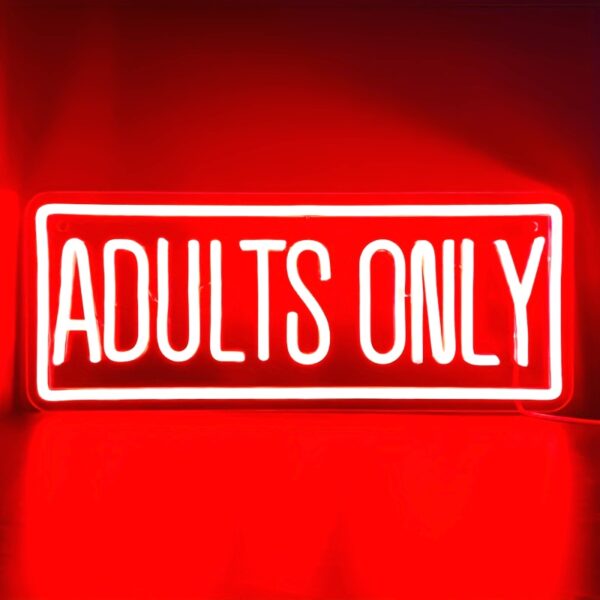 ASSHNMOR Red "Adults Only" LED Neon Sign Light - USB Powered, Non-Dimmable One Color Plastic Wall Hanging Neon Light with Push Button Control for Bedroom, Man Cave, Hotel, Party Decor - No Battery Required
