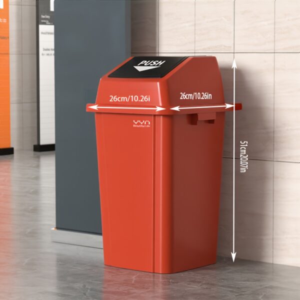 Addis Home Large Heavy-Duty Heavy-Gallon Commercial & Home Trash Can with Automatic Swing Lid - Heavy-Duty Plastic Rectangular Trash Bin with Odor-Proof & Insect- Design, /Black, Heavy-Gallon Capacity for Kitchen, Office, Hotel, Outdoor - Modern Square Bin with Hygienic Hands-Free Operation, Durable & Easy-Clean Construction