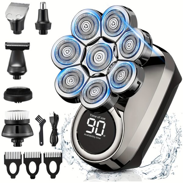 9D Pro Men'S Electric Shaver, 6-in-1 Beard Trimming Set, Cordless Rechargeable with LED Display, Wet/Dry Use, USB Charging, Men'S Travel Shaving Kit, Perfect Anniversary Gift, Father'S Day Present, and Men'S Birthday Gift
