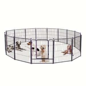 Heavy Duty Metal Dog Playpen, Portable Exercise Fence for Small Medium Large Dogs - RV Camping Pen, Playpen for Dogs