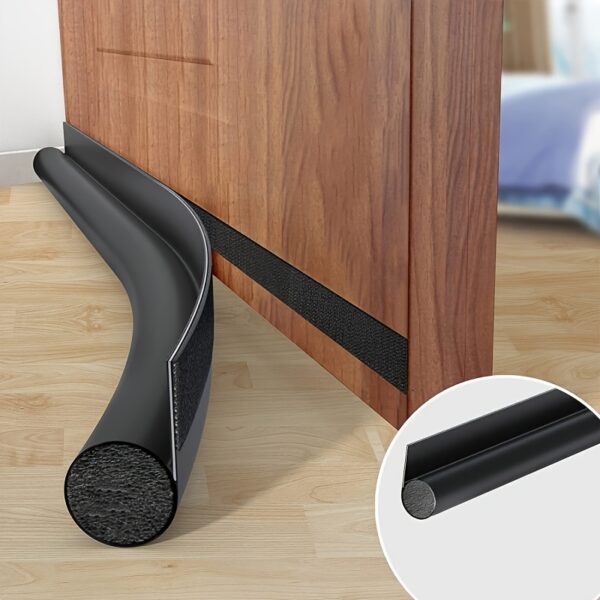 255ff46a-86c9-4668-9746-e0802f7fc812.jpg 1pc Single-Sided Door Bottom Seal Strip Wear-Resistant Seam Tape Soundproof Windproof Dustproof Insect Magic Adhesive Sealing Strip