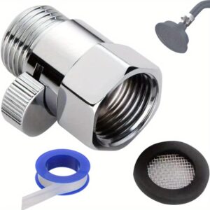 1pc Brass Shower Head Shut Off Valve with Handle - G1/2 Flow Pressure Regulator, Cut-Off Valve for Shower Head or Bidet Spray, Includes Teflon Tape, Durable & Easy-to-Use Water Flow Control, Shower Head Valve, Sleek Metallic Finish, Brass Construction