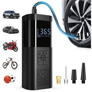 Tire Inflator Portable Air Compressor, 150PSI Car Tire Pump with Tire Pressure Gauge, LED, 3X Quick One-Button Intelligent Cordless Tire Pump Suitable for Cars, Motorcycles, Bicycles, Balls, etc