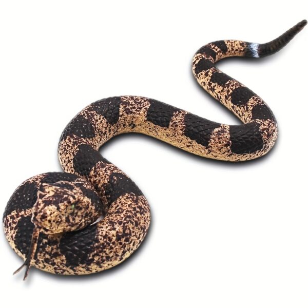 Realistic Soft Rubber Snake Toy - Lifelike Scaled Texture & Expressive Eyes, Black/Brown with Light Spots for Halloween & Christmas Pranks, Garden Decorations, Safe Non-Toxic Latex-like Material (Durable & Flexible) - Ideal for Parties, Outdoor Use, and Practical Jokes