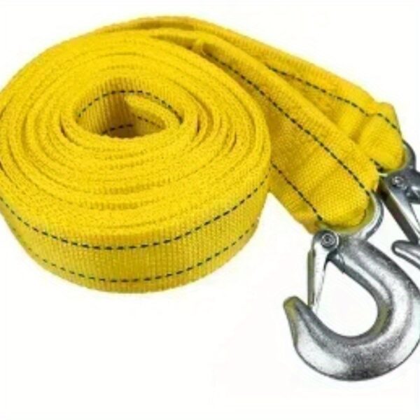 [Heavy-Duty Towing Rope] Heavy-Duty Emergency Towing Rope - 54.43 KG Tensile Strength, Yellow & Black with Metal Hooks | Durable, Flexible & Safe for Vehicles, Camping, Outdoor Adventures | Sturdy Construction, High-Strength Materials