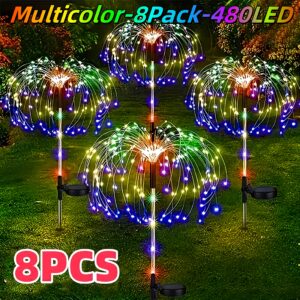 28e6e783-242d-40cb-8aeb-1816e3acb653.jpg 8pcs Set -1 Outdoor Solar Powered Fireworks Light, Christmas Decoration, IP65 Waterproof with 8 Lighting Modes. Christmas Decoration Is Used for DIY Decoration Of Gardens, Courtyards, Parties, Christmas, Halloween Decorations | Christmas Lights