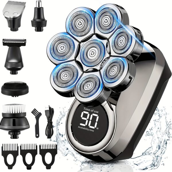 9D Electric Shaver For Men - 6-in-1 Cordless Shaver With Wet/Dry Use, Head Shavers For Men, USB Rechargeable Cordless Haircut Grooming Kit With Multifunctional Accessories, Perfect Gift For Father'S Day, Birthdays