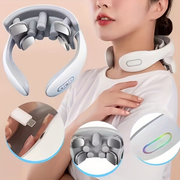 Rechargeable Smart Neck And Shoulder Massager With Heating - Portable Cervical Vibratory Relaxer, Back Neck And Shoulder Massage Relaxer, 6 Modes, USB-powered - Ideal Gift For Home Or Office