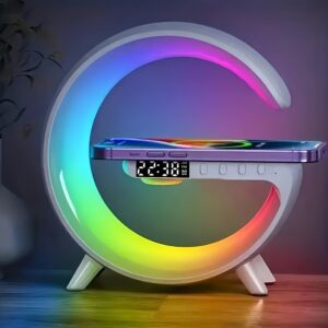 Wireless SoundMaster - A Portable Speaker With Fast Wireless Charging, Rhythm RGB Light Show, Sunrise Alarm Clock, Bedroom Wake-up Light, Dimming Desk Lamp, And Bedside CompanionPortable Speaker