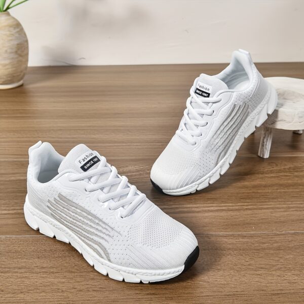 Women's White Low-Top Sneakers - Breathable Arch & Stability Technology, EVA Cushioned Arch Shoes with Lace-Up Closure, All-Season Casual & Light Sports Shoes for Walking, Gym, Casual Attire - White/Black/Gray/Blue/Green/Red/Pink/Purple/Beige/Tan/Navy/Black - Solid Color Options, Hand Washable, Minimalist Design, Comfortable Fit, Arch & Stability Shoes, Shoes for Women Comfortable, Wide Toe Box Shoes Women, Black Shoes for Women, Trail Running Shoes for Women,