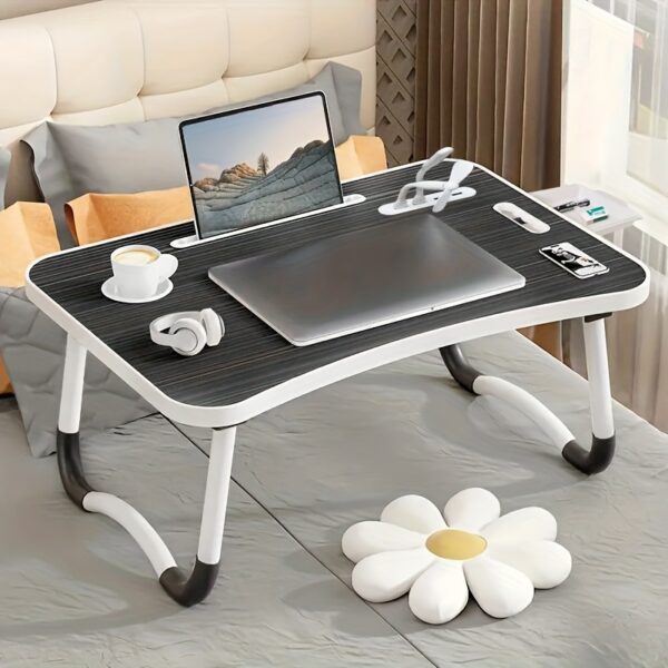 USB Laptop Bed Table, Laptop Desk For Bed, Foldable Laptop Bed Desk With USB Charge Port, Handle, Desktop Card Slot, Cup Slot, Side Drawer, Portable Laptop Table For Bed Eating Reading Working, 1/2 Pack