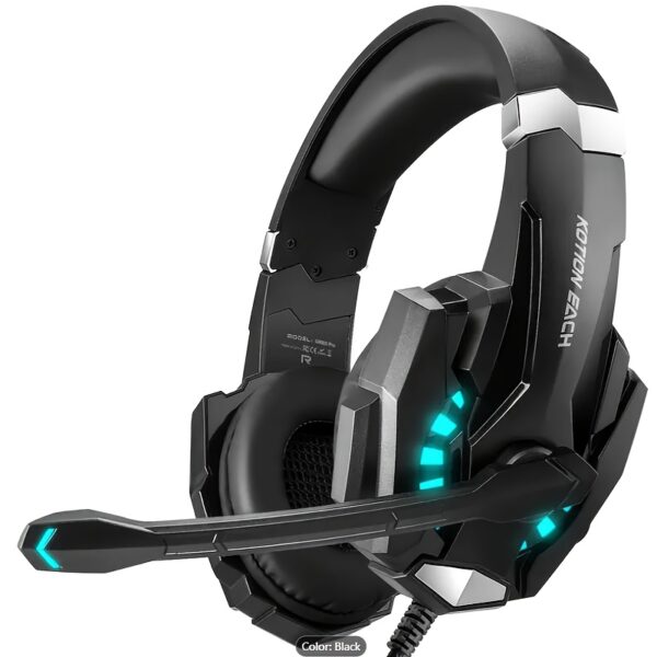FUNINGEEK G9000 Gaming Headset with LED Lights & Microphone - Noise-Cancelling Surround Sound, Soft Memory Earmuffs for PC/PS5, Compatible with Xbox/XPS, Condenser Mic, Anime/Movie Gameplay, Tangle-Free Cable, Volume Control Buttons, Ideal Christmas Gift for Gamers, Gamer Headphones, Comfortable Headphones, Best for Christmas