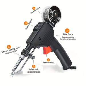 Handheld Automatic Soldering Gun with Adjustable Rubber Stand - Fast Heating for Circuit Boards, Car Electrical Repair & DIY | Ergonomic, Precision Control & Comfort Grip