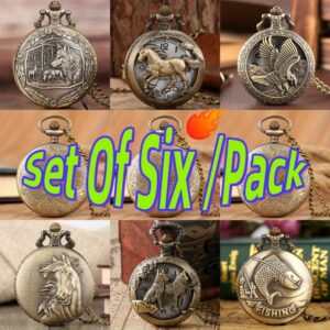 Set Of Six Per Pack Classical Vintage Pocket Watches, Pining For The Good Old Days, Best Presents To Family Members and Friends, Unique Hollowmas New Year Christmas Birthday Gifts