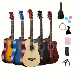 38 Inch Matte Acoustic Guitar - Ideal for Newcomers And Adults, Great for Gatherings And Occasions, Easy to Play, Made with Oak Panels And ABS Nuts, A Wonderful Present for Christmas Or Halloween