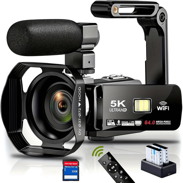 2b7e6358d6e42333aeeb0612725ebb0e_YJmW0k80jElfB.png DINGETU 5K Ultra 64MP + Video Camera with 32GB SD Card, WiFi, 18X Zoom, IR Night Vision, 3.0" Touch Screen, 24x Zoom with Dual Lens, Live Streaming, 64MP Photo, Compatible with Adobe Premiere Pro, - Camcorder for YouTube Vlogging, Recording, Ideal Gift for Photographers & Videographers, Cameras For Photography, Digital Cameras For Photography, Vlogging Equipment, Cameras For Photography High Quality