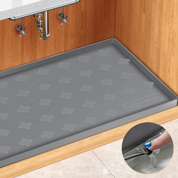 Under Sink Mat 34" X 22"or 17" X 12.6"Under Kitchen Sink Mat Waterproof, Silicone Under Sink Mat For Shelf Liner Organizer, Cabinet Sink Protector Drip Tray For Bottom Kitchen, Bathroom