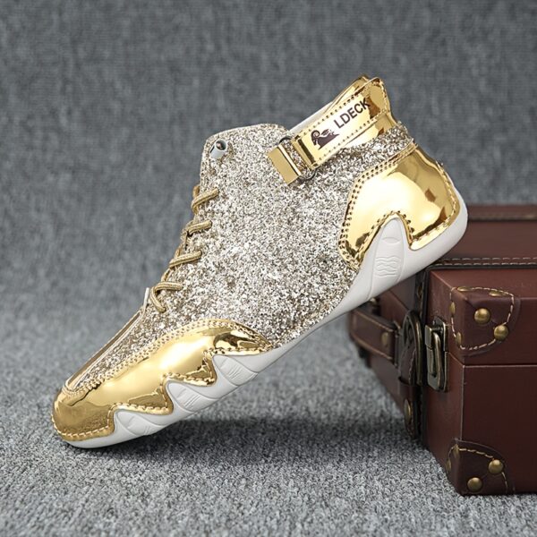 Ladies' Fashionable Outdoor Casual Shoes, Dazzling And Glamorous Women'S Footwear, Lightweight Slip-On Short Boots with Elastic Straps And, Eye-Catching Sequined Trendy Shoes Suitable for All Seasons, with a Durable Rubber Sole.