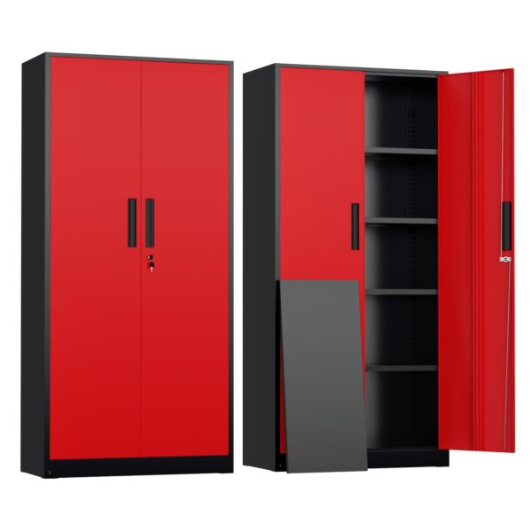 2c629b38-654b-4c47-8651-4f925c602915.jpg 71" Tall Metal Storage Cabinet with Locking Doors, 4 Adjustable Shelves, Heavy-Duty Steel Closet Storage And Organization for Home, Office, Garage, Hallway, Kitchen, Closet Storage System, Mounted Closet Systems