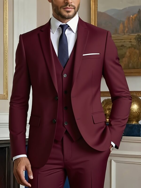 2cbb4002-c346-495c-9e1a-013551c319da.jpg Men's new three-piece suit set, including a suit jacket, trousers, and vest, suitable for weddings, formal business, and casual occasions