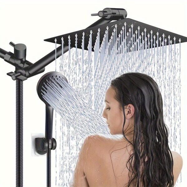 12 Inch All Metal 3-Way Rain Shower Head, High Pressure Shower Head, Dual Shower Heads with Handheld Spray Combo - Upgrade Extension Arm Height Adjustable, Hotel Toilet shower2025