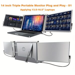 14/15.6 Inch Surveillance Video Security Monitor Displays, Plug & Play Laptop Screen Extender, 1080P IPS FHD Multi Screen Computer, Dual Triple Portable Monitor Used for Windows/MacBook/PS5/Switch/PS4