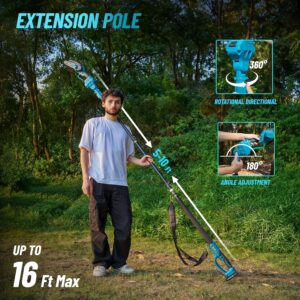 2f337ba5-eda8-49ce-85a3-541f394529ca.jpg Seesii 2-IN-1 Pole Saw & Cordless Chainsaw, 6-Inch Brushless Chain Saw With 2pcs Battery, 16-Foot MAX Reach Brach Tree Saw With Extension Pole For Wood Cutting Garden