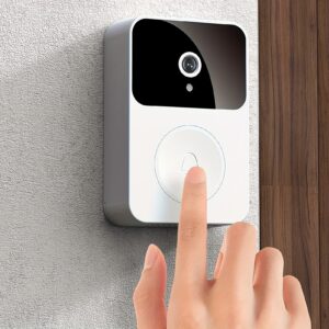 Wireless Video Doorbell Camera with Two-Way Talk, HD Night Vision, Wi-Fi & App Remote Control - Easy Installation, Battery-Powered Home Security System, Sleek White Design for Indoor/Outdoor Use, Doorbell for Home Security, Modern Doorbell, Durable Construction