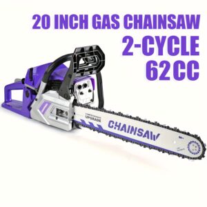 62cc 3.0HP Gas Chainsaw | 20 Inch Heavy-Duty Cordless Petrol Chainsaw For Forestry/Wood Cutting | 2-Cycle Professional Chainsaw For Garden/Farm/Yard |It'S The Best Halloween Gift For My Husband And Father