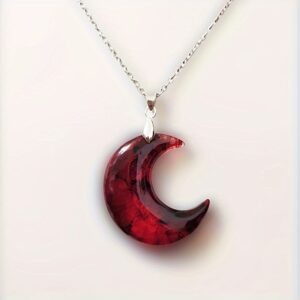 Creative Moon-Shaped Synthetic Pendant Necklace for Party, Evening Wear, Daily Outfits, and Holiday Gifts