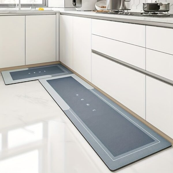 2pcs Water Absorbing And Anti Slip Kitchen Mat Set: Comprehensive Floor Protection With Decorative Appeal - Machine Washable Suitable For Commercial And Residential Use