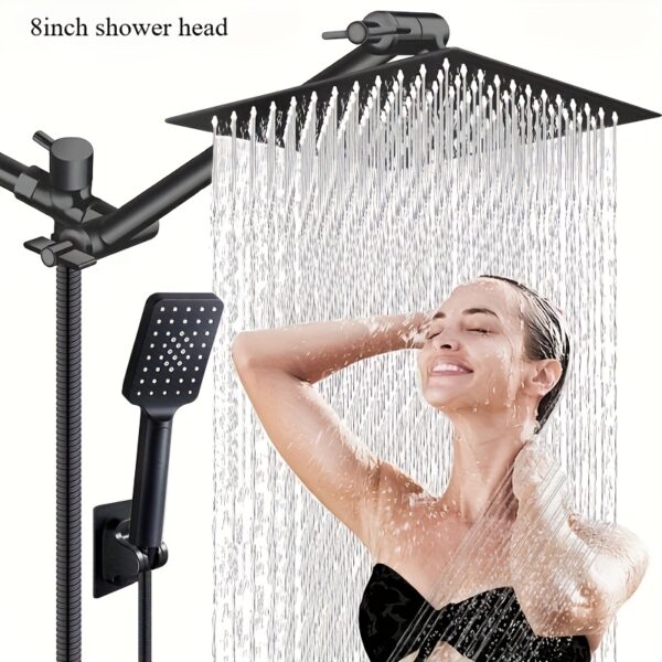 Shower Head Combo, 100 Inch High Pressure Rain Shower Head With 11 Inch Adjustable Extension Arm And 3 Settings Handheld, Powerful Shower Spray Against Low Pressure Water With Long 59 Inch Hose