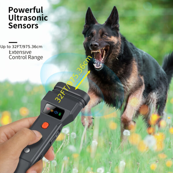 Soundwave technology Dog Repeller, Soundwave technology Barking Stopper, with Beep Bee Sound, with Super Bright Flashlight, 3 Soundwave technology Emitters, USB Rechargeable, Ultra Long Standby