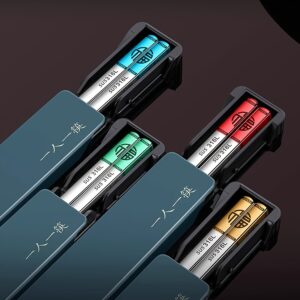 31ee16d1-bd99-4abe-a842-4f6d1c7c3ae8.jpg 1 Pair of 316L Stainless Steel Chopstick Set with Portable Storage Box, Extended Colored Chopsticks, Single Person Portable Tableware, One Chopstick Per Person, Kitchen Supplies And Back to School Supplies