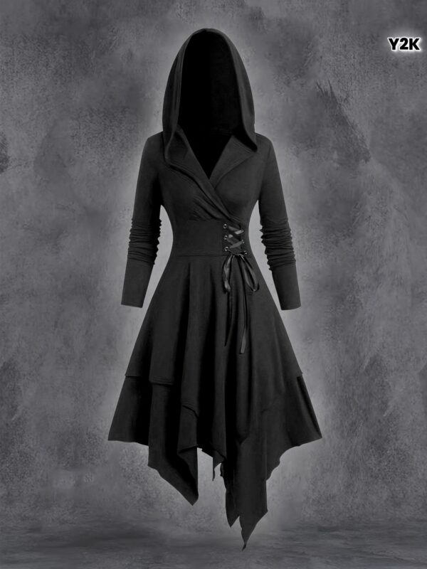 Plus Size, Plus Size Gothic Halloween Dress 2024 - Y2K Dark Forest Style with Distressed Mesh & Metal Studs | 3D Tailored Clubwear for Women (1-5XL)