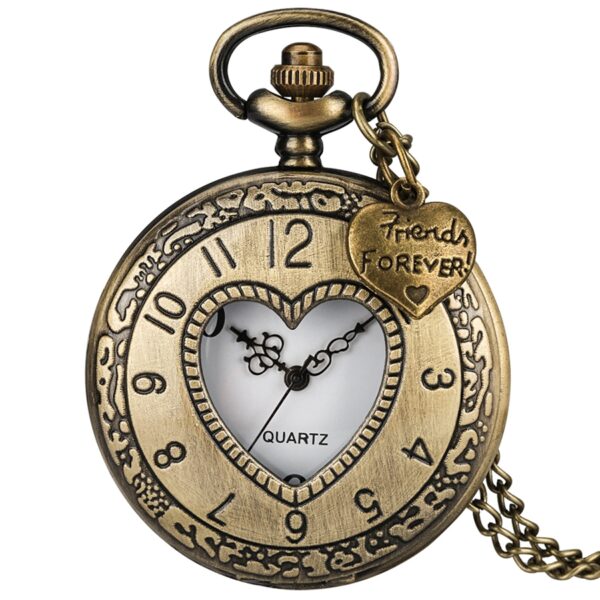 Vintage Heart-Shaped Pocket Watch with Roman Numerals & Golden-Tone Chain Necklace - Quartz Movement 's Jewelry Gift for Anniversary, Valentine's Day, Birthdays, Retro Jewelry, Sentimental Keepsake, Classic Timepiece, Intricate Detailing, Decorative Timepiece, Fashion Accessory.Suitable for men and women.