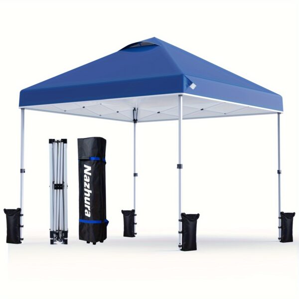 Nazhura Upgraded 10' X 10' Pop Up Canopy Tent With Sand Weight Bag, Freestanding Sun Shelter For Picnic And Camping, One Person Setup And Height Adjustable - For Outdoor Activities - Suitable for Camping, Picnics, Beach - Perfect Gift for Outdoor Enthusiasts