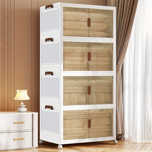 34882c12-0b51-4321-ada1-77af9ac21e92.jpg 2/3/4/5Layer Extra Large Storage Cabinet, Multi-tier Foldable Storage Box with Doors, Stackable Storage Containers for Shoes Sundries Books Clothes, Household Storage Organizer for Closet, Wardrobe, Bedroom, Bathroom, Office, Kitchen