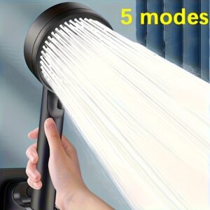 High-Pressure Handheld Shower Head with 5 Modes - Fragrance-Free, Suitable for Sensitive Light Beige, Easy to Install, No Batteries Required - Modern Bathroom Accessory, Water Sprayer, Perfect for RV Faucets, Suitable for 90 Regions