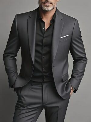 Men'S Formal Suit Two-Piece Set, Single Button Blazer and Pants, Suitable for Interviews, Business Professional Occasions, and Daily Casual Parties