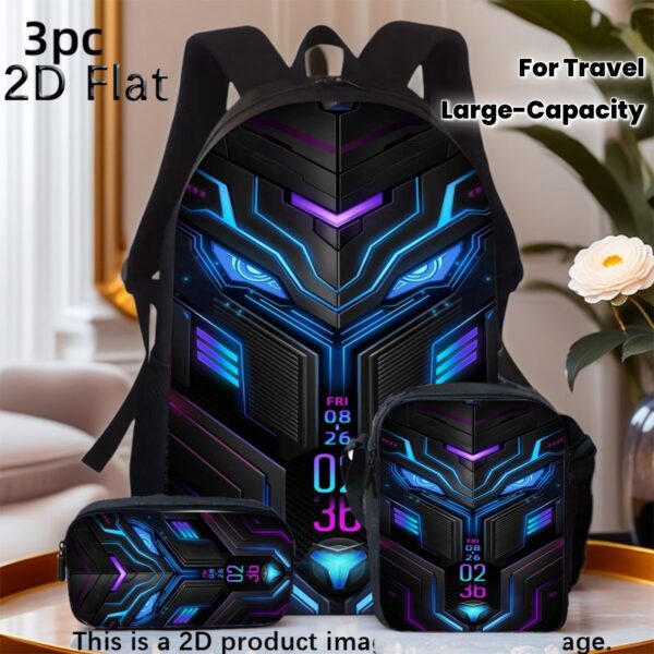 3pcs Large Capacity Lightweight Nylon Daypack with Lunch Bag & Pencil Case, Perfect for School, Travel, or Daily Commute, Great Birthday or Holiday Gift, Backpack for Travel