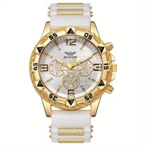 2pcs Luxury Men Watch - Large Dial Silicone Strap | Sports Watch | Casual Watch | Business Watch | Quartz Movement