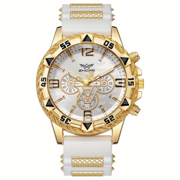 2pcs Luxury Men Watch - Large Dial Silicone Strap | Sports Watch | Casual Watch | Business Watch | Quartz Movement