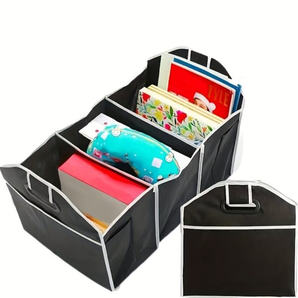Foldable Car Trunk Storage Bag, Waterproof Car Storage Bag, Portable Large Capacity Trunk Storage Bag With 3 Compartments, Universal Version Suitable For SUV, Sedans, Trucks